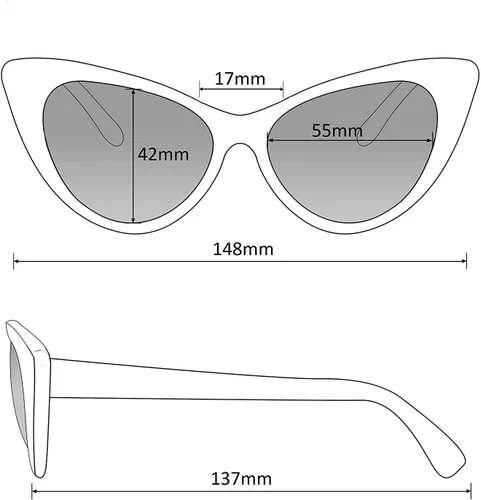 Vista 6 de Eyegla Gafas de sol negras a granel, gafas de sol de ojo de gato inspiradas en los años 50