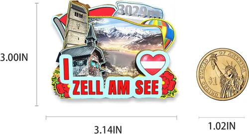 Vista 3 de Austria Zell Am See - Imán para nevera, diseño de madera en 3D, para viajes, coleccionables, decoración hecha a mano