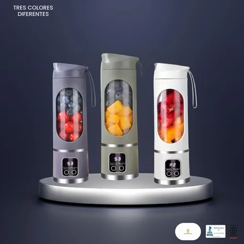 Vista 10 de Licuadora portátil de 16 oz/16.9 fl oz para jugos y batidos con 12 cuchillas de acero inoxidable Recargable por USB y control de múltiples Verde
