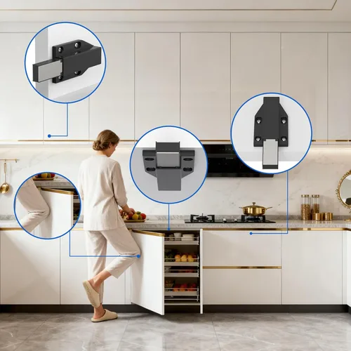 Vista 5 de Touch Latch Jiayi - Cerradura magnética de resorte para puerta grande, cierre oculto para puerta grande, cierre de puerta oculta, cierre a presión