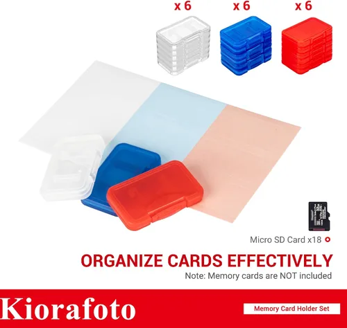 Vista 2 de Kiorafoto 18 PCS Estuche Porta Tarjetas de Memoria de Plástico Transparente Multicolor para 18 Tarjetas Micro SD SDXC SDHC TF, Estuche