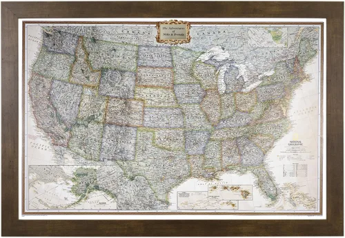 Vista 28 de Póster de lienzo enrollado personalizado con mapa de EE.UU. como arte de pared con chinchetas – Mapa ejecutivo grande de 24" x 36" de EE.UU.
