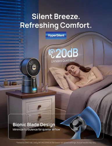 Vista 5 de DREO TurboCool Ventilador de nebulización 516S, 150° +30° Oscilante Inteligente Ventiladores de refrigeración inteligente que soplan aire frío, 26