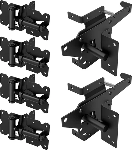 Vista 9 de ZEKOO Kit de bisagras para puerta de valla de vinilo de acero inoxidable, bisagras y pestillo de cierre automático, a prueba de óxido, uso