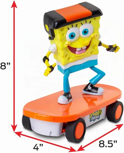 Vista 4 de NKOK Tabla de Skate Spongebob 2.4GHz Vehículo R/C; Control de radio de función completa de 2.4 GHz con Turbo Boost; Edades 6+
