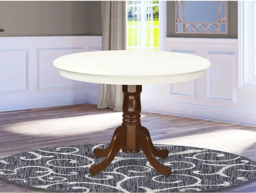 Vista 35 de HomeStock Mesa de comedor redonda de madera, mesa de cocina resistente para espacios pequeños, color negro y cereza/36 pulgadas sin gotas