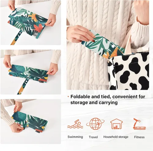 Vista 4 de Tropical Style Green Leaves Flower 3 Set Packing Travel Bags Waterproof Storage Bags For Closets Saver Travel Bags Organizers For Bedroom