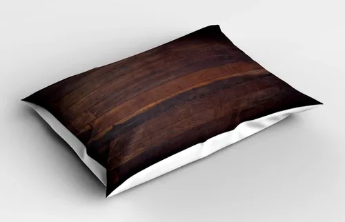 Vista 2 de Ambesonne Funda de almohada de chocolate, madera envejecida envejecida de roble oscuro, tablones de madera de madera de roble con imagen de piso