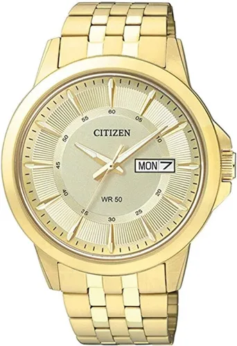 Vista 6 de Citizen Quartz Mens Watch, Stainless Steel, Classic, Gold-Tone Pulsera dorada y esfera negra