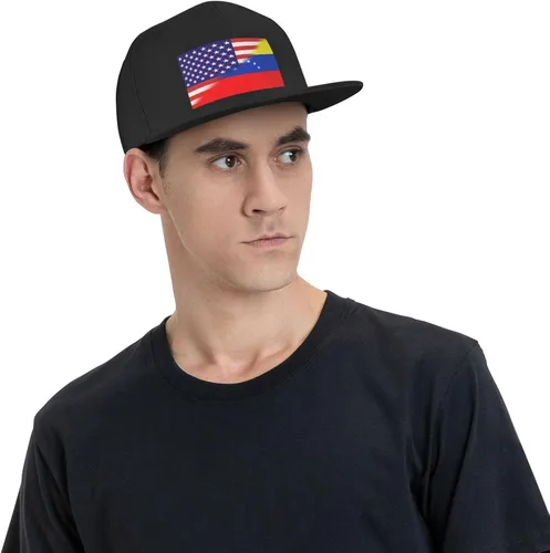 Vista 7 de Gorra de béisbol con bandera de Venezuela americana combinada para hombres y mujeres, ajustable, sombreros de camionero vintage lavados, regalos, 2