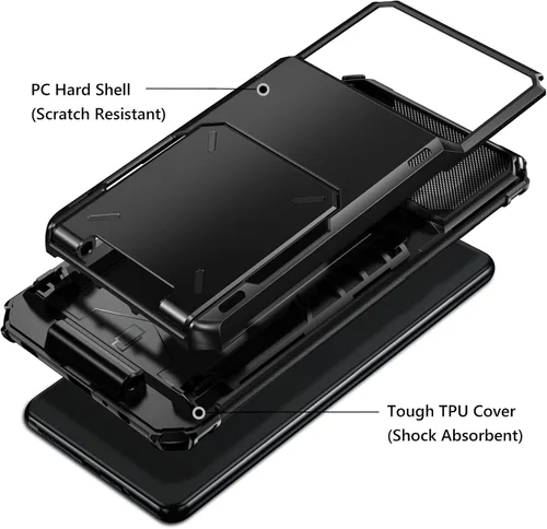 Vista 3 de Vofolen - Funda tipo cartera para Samsung Galaxy A13 con 4 tarjetas, color negro ID Slot, Scratch Resistant, Dual Layer Hybrid Protective Rugged