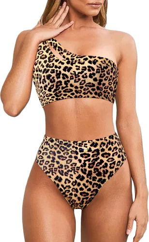 Vista 145 de MOOSLOVER Traje de baño de dos piezas con corte alto y cintura alta para mujer