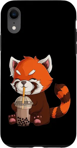 Vista 25 de Kawaii Red Panda Drinking Boba Bubble Tea Japanese Anime Case for iPhone 17
