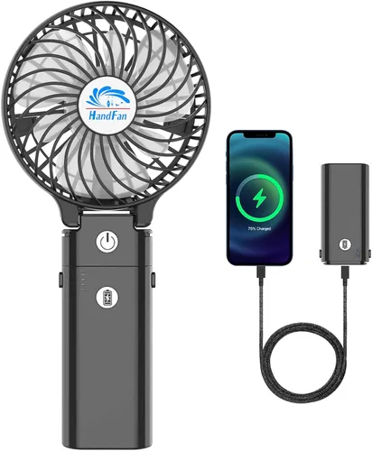 Vista 10 de HandFan Actualizado Ventilador de Mano Silencioso de 10,000 mAh - 4.5 Pulgadas Ventiladores de Mano Grandes Recargables, Ventilador Portátil