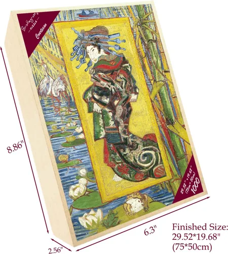 Vista 2 de Rompecabezas de madera para adultos, 1000 piezas japonesas: pintura de Oiran cortesana por Vincent Van Gogh Juguetes Regalos Arte Coleccionables