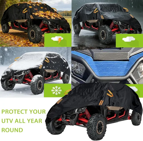 Vista 7 de UTV Cover for CFMoto UForce LTD 1990-2025, All Weather Outdoor UTV Storage Cover with Windproof Buckles & Elastic Hem, Water Resistant for Side by