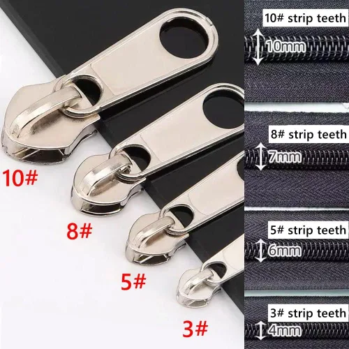 Vista 5 de Juego de accesorios de reparación de cremallera metálica de 48 piezas, kit de costura para bricolaje con deslizador, retenedor, inserto de caja