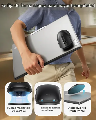 Vista 4 de ESR MagMouse - Ratón inalámbrico con Bluetooth para portátil