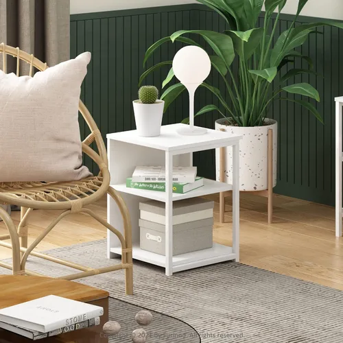 Vista 10 de Furinno Classic - Mesa auxiliar con cajón, paquete de 1 unidad, americano
