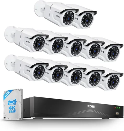 Vista 10 de ZOSI Sistema de cámara de seguridad PoE de 16CH 4K, 8X cámaras metálicas