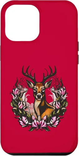 Vista 24 de Arkansas Deer with Antlers and Apple Blossom Tattoo Art Case for iPhone 17