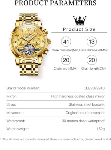 Vista 23 de OLEVS Reloj de pulsera automático con diseño de esqueleto para hombre, de lujo, con diamantes de lujo, de acero inoxidable, calendario, reloj