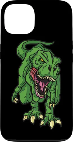 Vista 7 de iPhone 16 Green Dinosaur Illustration For Kids Cartoon Dino Case