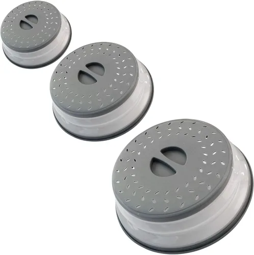 Vista 12 de Cubierta plegable antisalpicaduras para microondas, cubierta de plato para microondas con ventilación de vapor (10.5 pulgadas, beige)