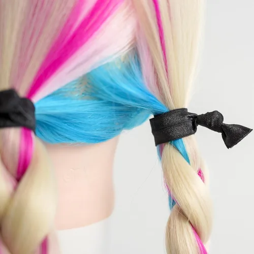 Vista 5 de MEEDEE Paquete de 100 lazos para el cabello, color negro, sin pliegues, nudos suaves para mujeres, sin daño, adecuado para colas de caballo, yoga