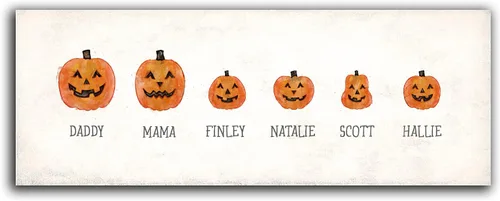 Vista 18 de Personal-Prints Familia Jack-O-Lantern – Regalo único personalizado de Halloween u otoño para Acción de Gracias o decoración y inauguración