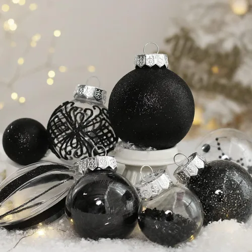 Vista 4 de Juego de adornos de Navidad, 32 piezas de bolas de Navidad de plástico transparente irrompibles para colgar en el árbol de Navidad