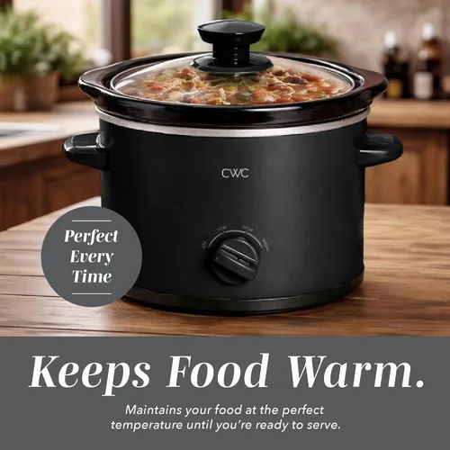 Vista 6 de COOK WITH COLOR 2QT Mini Olla de cocción lenta eléctrica redonda - Configuraciones ajustables, olla de gres extraíble, tapa de vidrio templado, apta