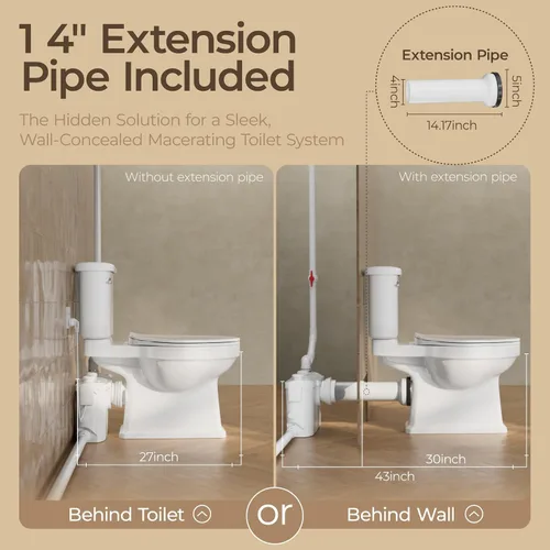 Vista 7 de Upflush Toilet for Basement, 23FT Head Lift Macerating Toilet System