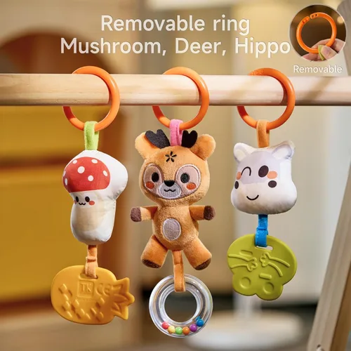 Vista 7 de TUMAMA - Juguete de actividad para bebé, lindo oso en espiral con juguetes colgantes, clips, juguetes sensoriales estimulantes desmontables