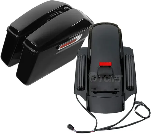 Vista 18 de TCMT Alforjas duras y forros para alfombra + luz LED para guardabarros traseros para Harley 2014-2024 Touring Road King Road Glide Street Glide