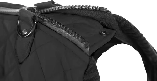 Vista 6 de Gooby – Chaleco de moda para perro, chaqueta negra, talla XS – cálido chaleco bomber con cremallera y doble anillo en D para correa – suéter