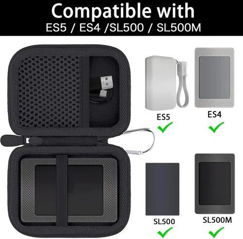 Vista 3 de khanka Estuche de almacenamiento para Lexar ES4 1TB/ES5 2TB/SL500 unidad de Negro