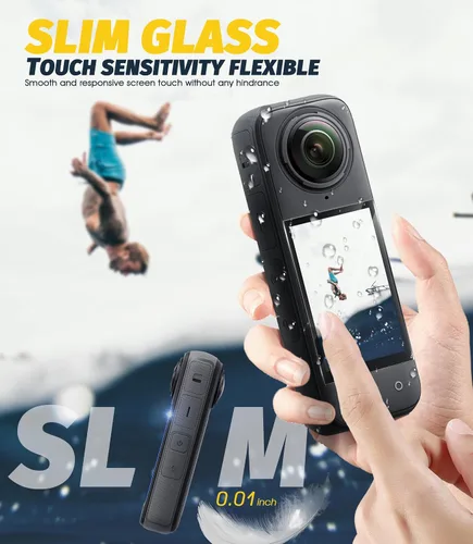 Vista 5 de Orzero Paquete de 3 protectores de pantalla de cámara compatibles con accesorios Insta360 X4 Air con herramienta de alineación automática, protector