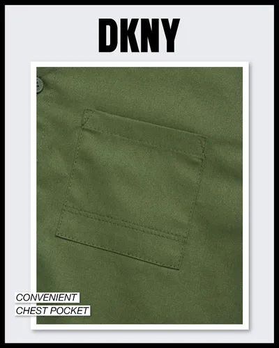 Vista 5 de DKNY Camisa de vestir clásica de manga corta con botones para niño, para la escuela, vacaciones y vacaciones (tallas 4-20)