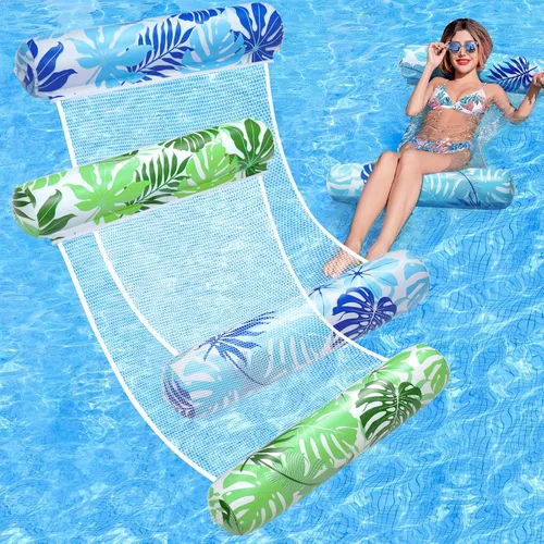 Vista 11 de Flotadores de piscina para adultos, paquete de 2 flotadores inflables para piscina, 4 en 1, balsas multiusos tumbona hamaca de agua para piscina