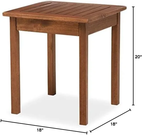 Vista 2 de Plow & Hearth Lancaster Muebles de exterior Mesa auxiliar de madera de eucalipto, 18 pies cuadrados x 20 pulgadas de alto, natural