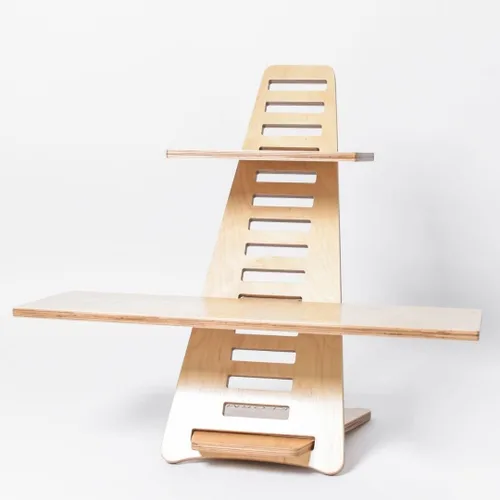 Vista 4 de Sleekform Convertidor de escritorio de pie, soporte de elevación, elevador para laptop, altura ajustable, convertidor de escritorio para sentarse a
