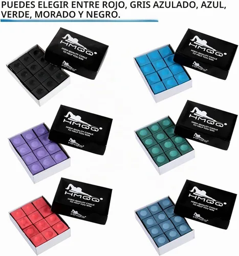 Vista 5 de HMQQ Low-Dust Pool Cue Chalk, 12-Pack Billiard Chalk, 6 Color Options Negro
