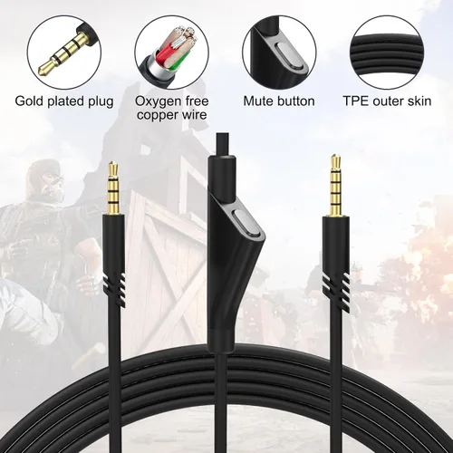 Vista 4 de Cable de audio de repuesto para auriculares A40 compatible con auriculares Astro A40/A40TR/A10, cable auxiliar A40 TR con función de silencio