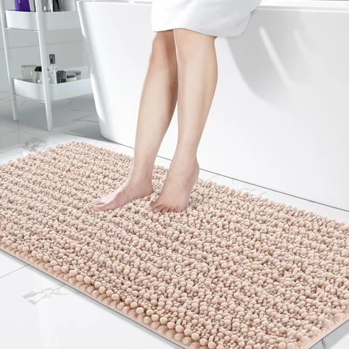 Vista 42 de Yimobra Alfombras de Baño Antideslizantes Lavables - Alfombra de Baño de Chenilla Ultra Suave Absorbente, Alfombra Peluda de Secado Rápido para Negro