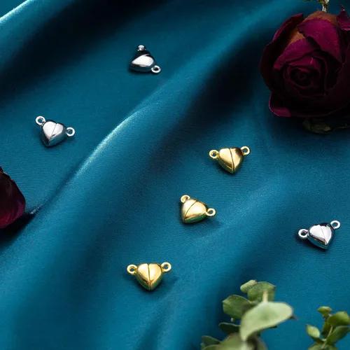 Vista 5 de MTLEE 48 Piezas de Cierres Magnéticos en Forma de Corazón para Joyería, Cierres de Pulsera de Oro y Plata, Cierres Magnéticos Separables