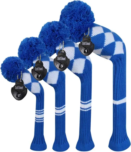 Vista 14 de Scott Edward Knit Wood Golf Club Head Covers 4 Pieces Knitted Item Fit Over Well Driver Wood(460cc) Fairway Wood and Hybrid(UT)
