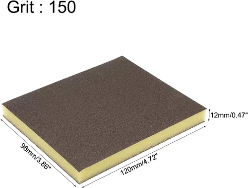 Vista 2 de uxcell Bloques de esponja de lijado de grano medio de 150 granos para cocina de metal, paneles de yeso, madera, 8