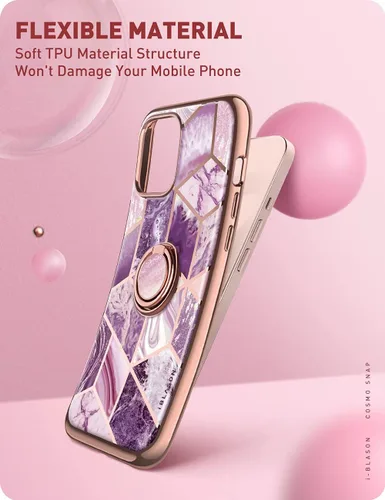 Vista 8 de i-Blason Cosmo Snap - Funda diseñada para iPhone 13 de 6.1 pulgadas (versión 2021), delgada con soporte de anillo giratorio de 360° integrado Ameth