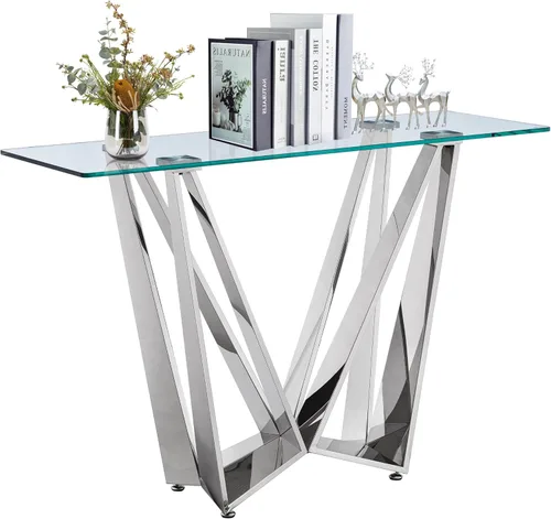 Vista 29 de Mesa auxiliar de cristal dorado de lujo, moderna mesa de centro cuadrada para sofá con base de acero inoxidable con espejo brillante, mesa de noche